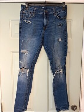 Aero Men's Skinny Distressed Jeans — Dark Blue Rinse